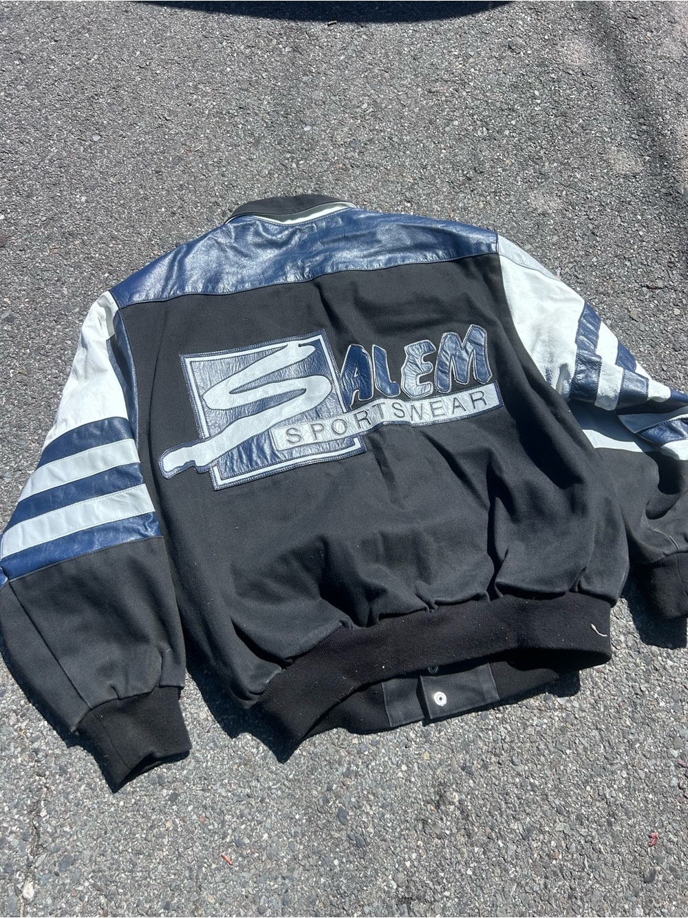 Vintage Salem Sportswear JH Design Jeff Hamilton Leather Bomber Jacket Rare XL